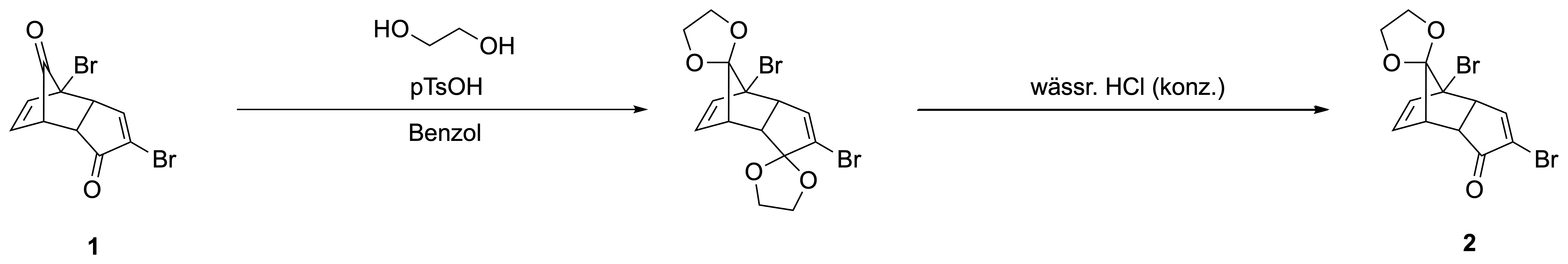 Reaktionsgleichung der Schützung via Acetalbildung