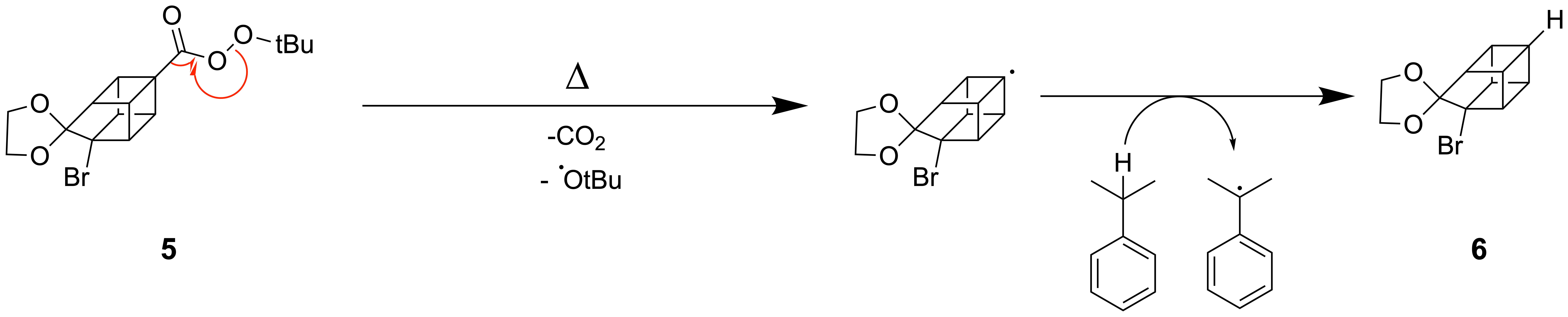 Mechanismus der Decarboxylierung durch radikalischen Zerfall